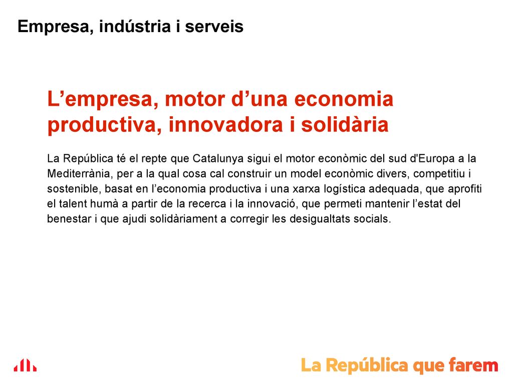 L’empresa, motor d’una economia productiva, innovadora i solidària