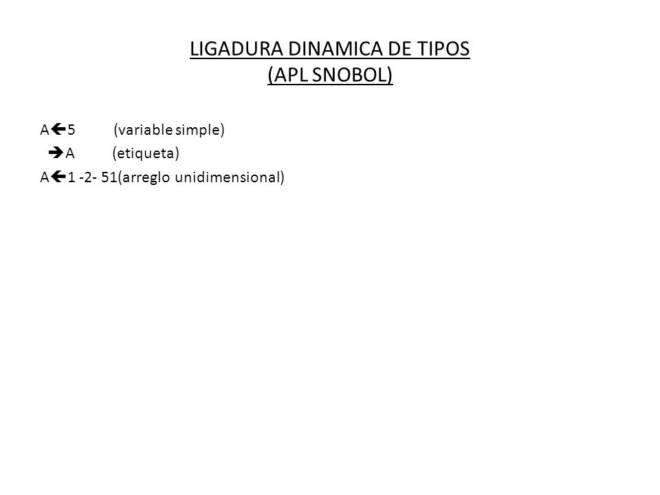 LIGADURA DINAMICA DE TIPOS (APL SNOBOL)