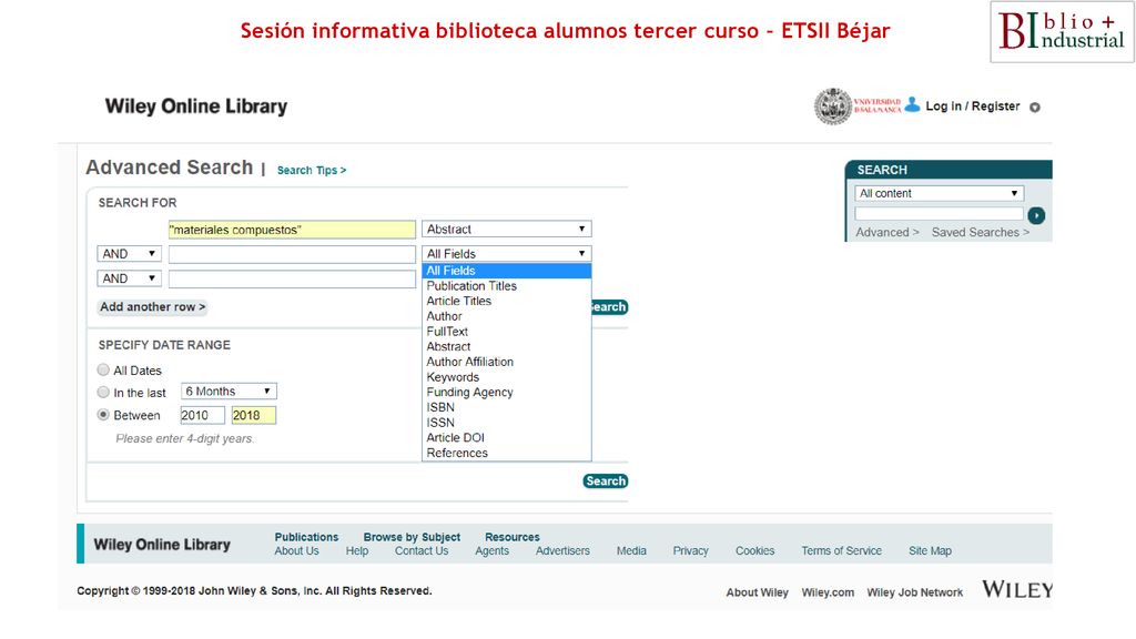 Sesión informativa biblioteca alumnos tercer curso – ETSII Béjar
