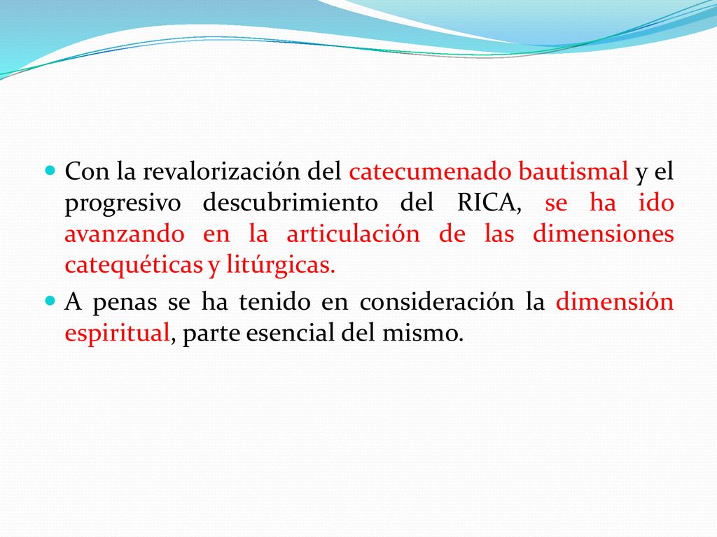 Con la revalorización del catecumenado bautismal y el progresivo descubrimiento del RICA, se ha ido avanzando en la articulación de las dimensiones catequéticas y litúrgicas.