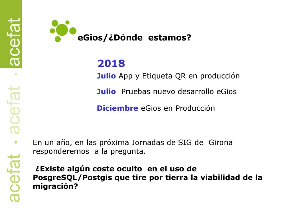2018 eGios/¿Dónde estamos Julio App y Etiqueta QR en producción