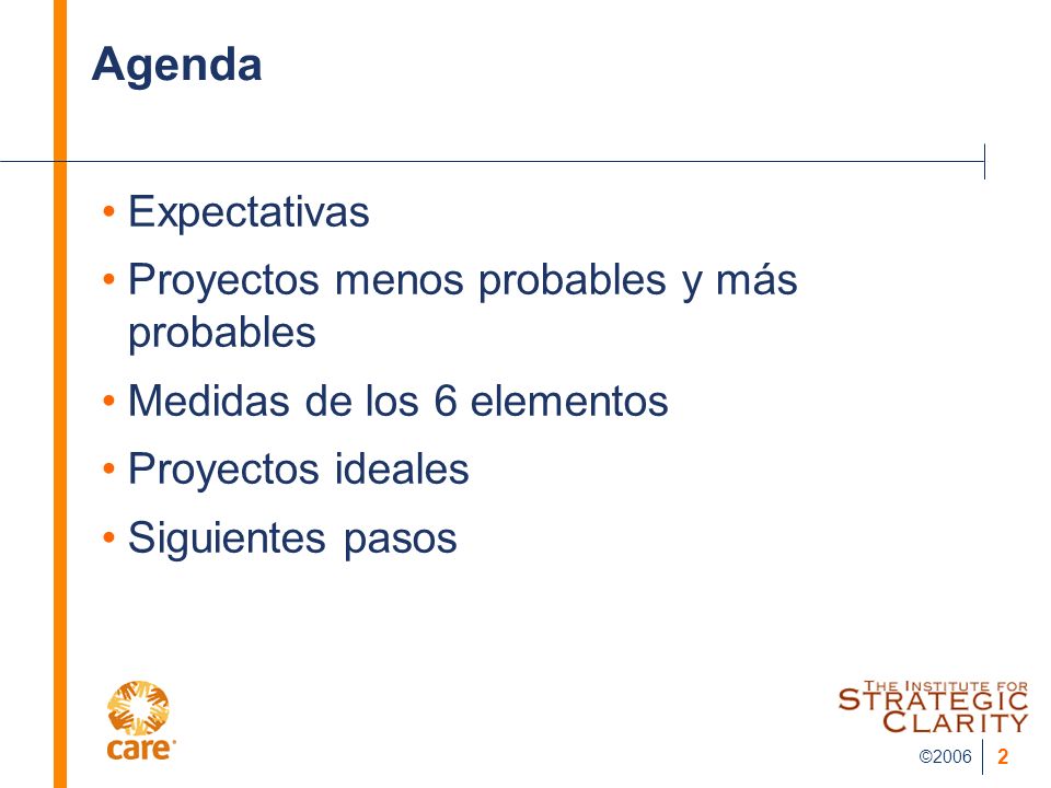 Agenda Expectativas Proyectos menos probables y más probables