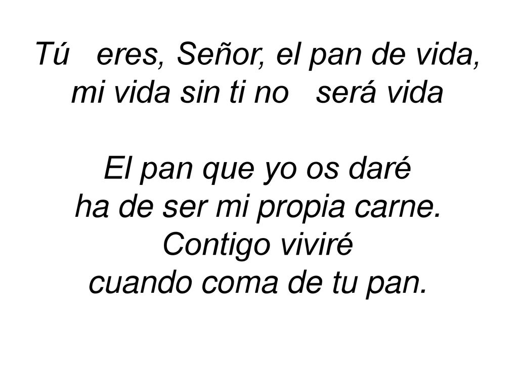 Tú eres, Señor, el pan de vida, mi vida sin ti no será vida