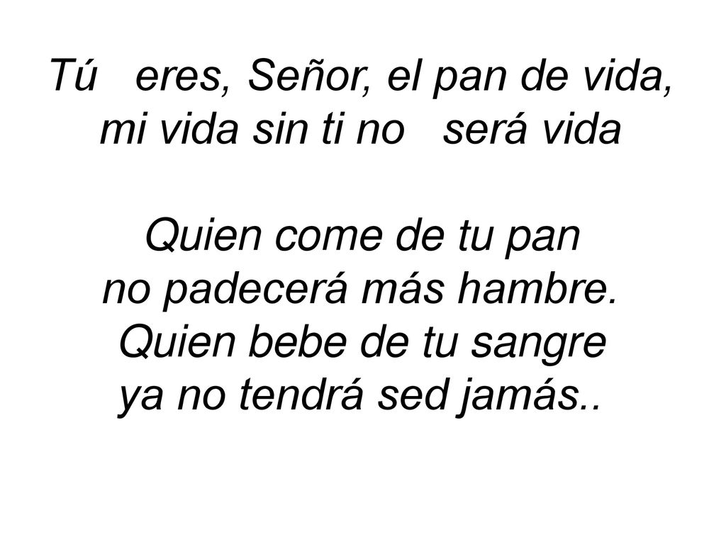 Tú eres, Señor, el pan de vida, mi vida sin ti no será vida
