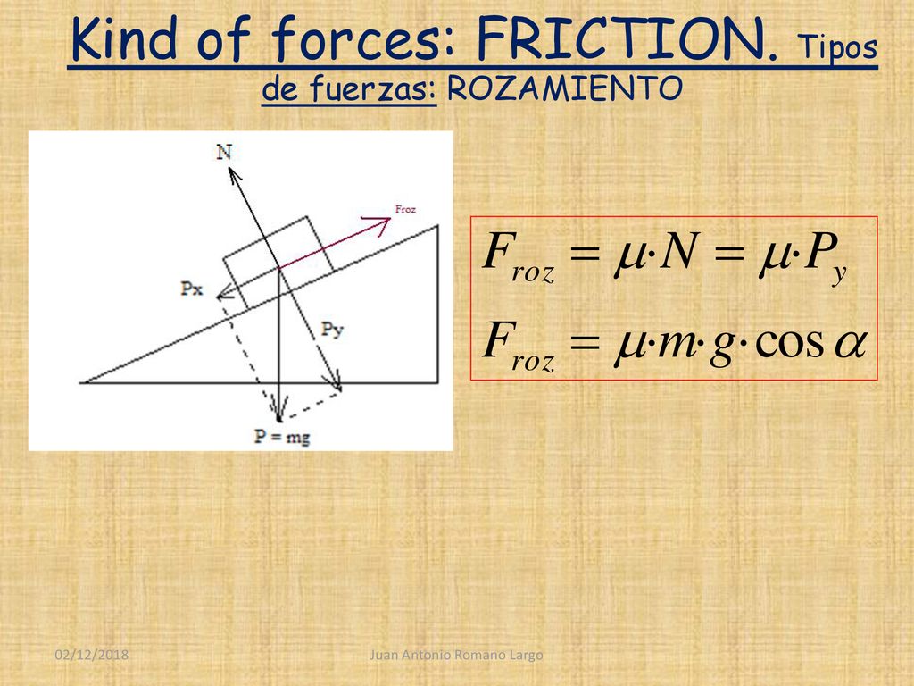 Kind of forces: FRICTION. Tipos de fuerzas: ROZAMIENTO