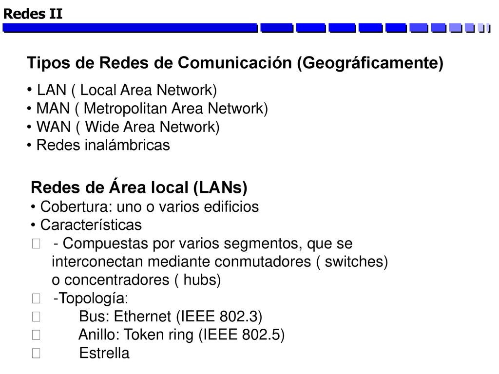 Tipos de Redes de Comunicación (Geográficamente)