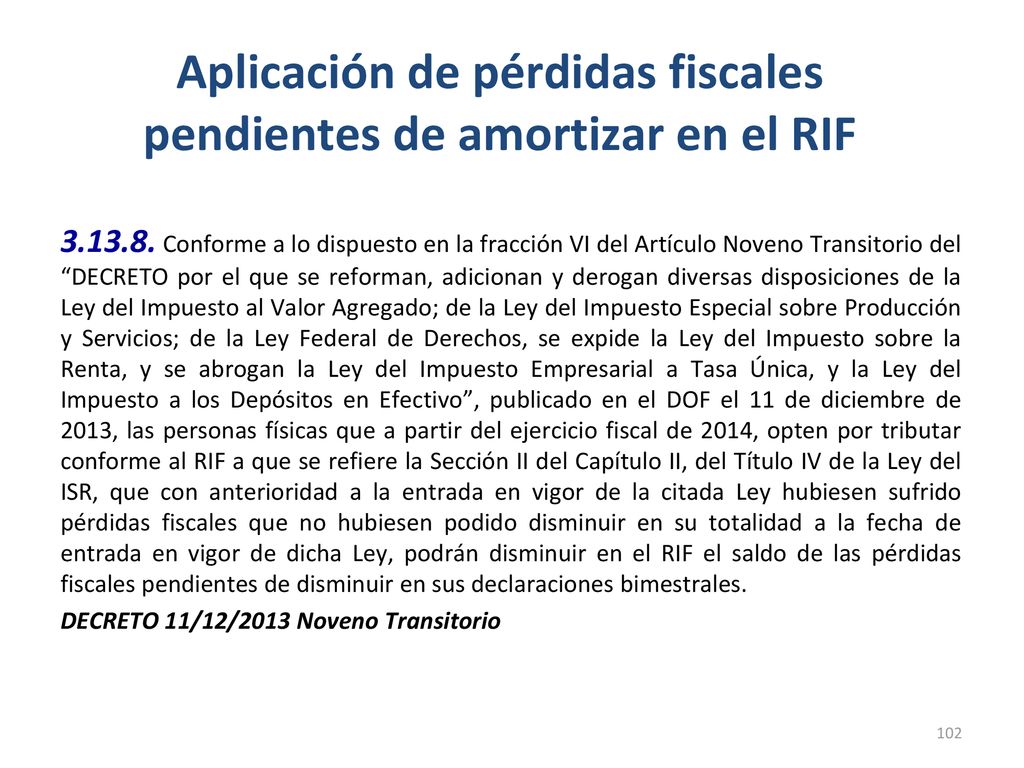 Aplicación de pérdidas fiscales pendientes de amortizar en el RIF