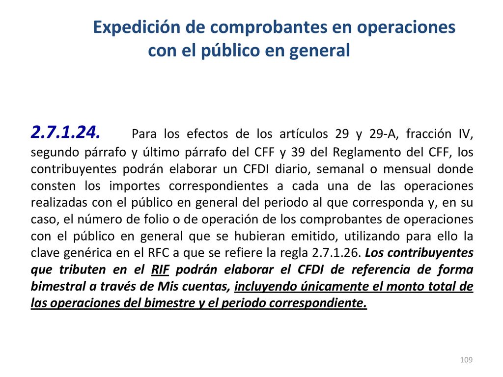 Expedición de comprobantes en operaciones con el público en general