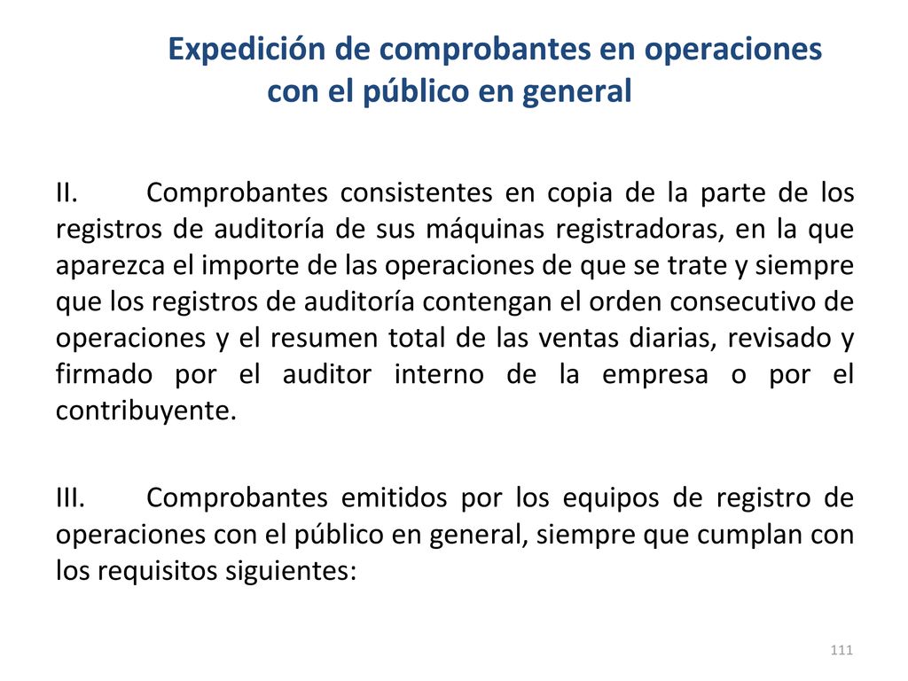 Expedición de comprobantes en operaciones con el público en general