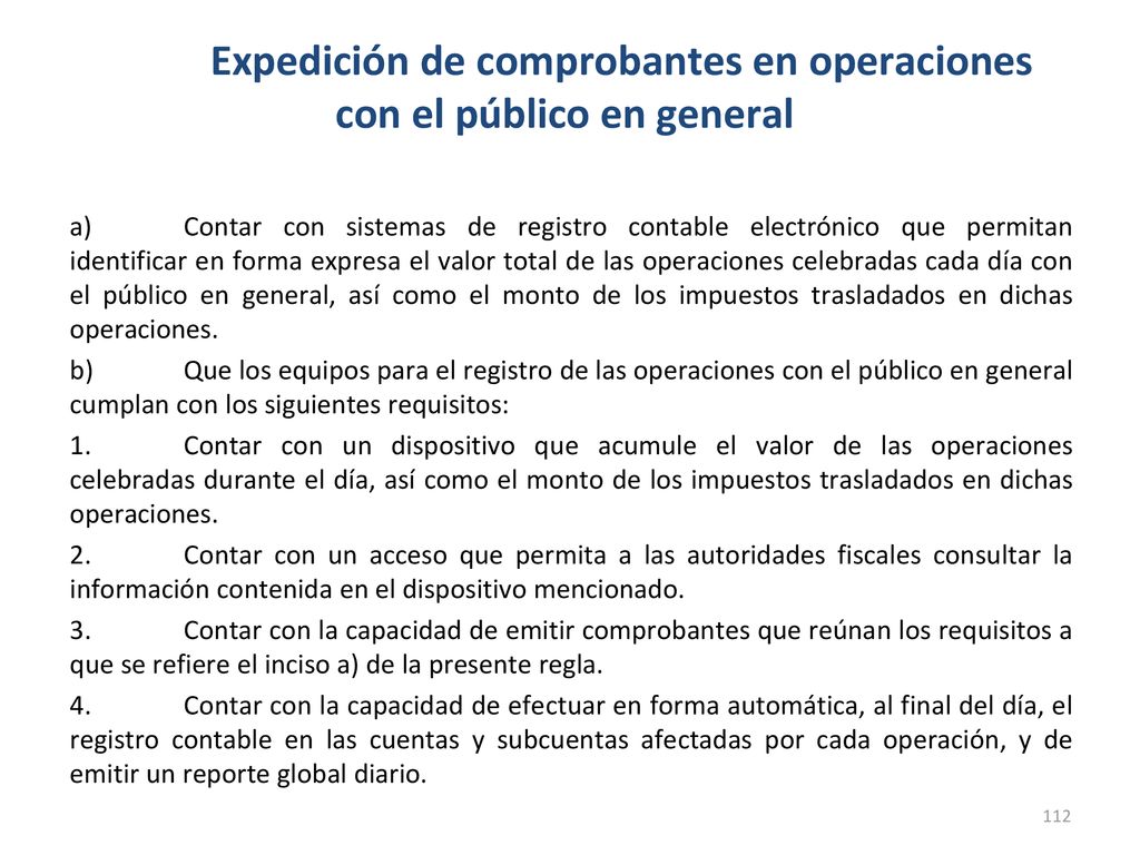 Expedición de comprobantes en operaciones con el público en general