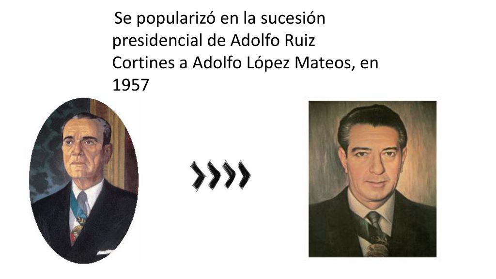 Se popularizó en la sucesión presidencial de Adolfo Ruiz Cortines a Adolfo López Mateos, en 1957