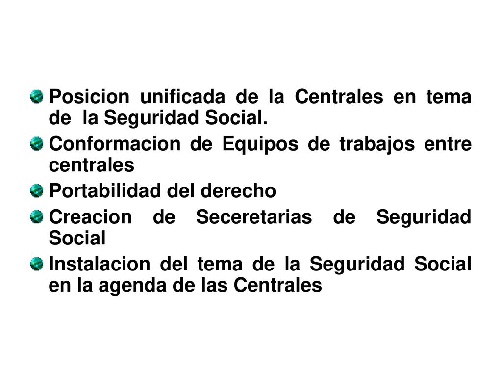 Posicion unificada de la Centrales en tema de la Seguridad Social.