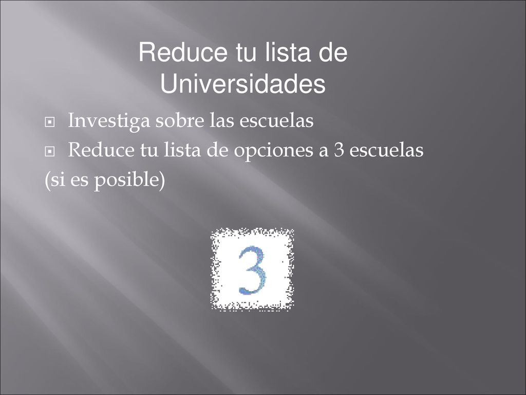 Reduce tu lista de Universidades