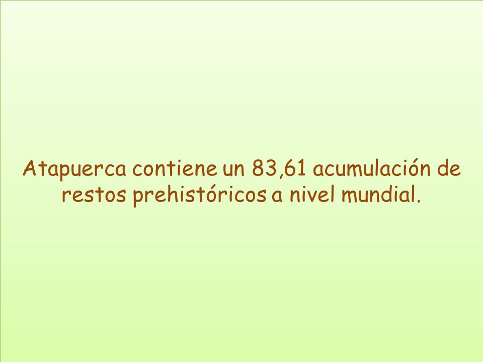 Atapuerca contiene un 83,61 acumulación de restos prehistóricos a nivel mundial.