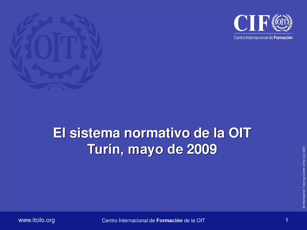 El sistema normativo de la OIT Turín, mayo de 2009