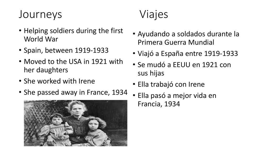 Journeys Viajes Helping soldiers during the first World War