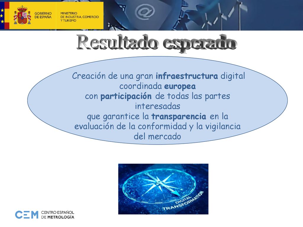 Resultado esperado Creación de una gran infraestructura digital coordinada europea. con participación de todas las partes interesadas.