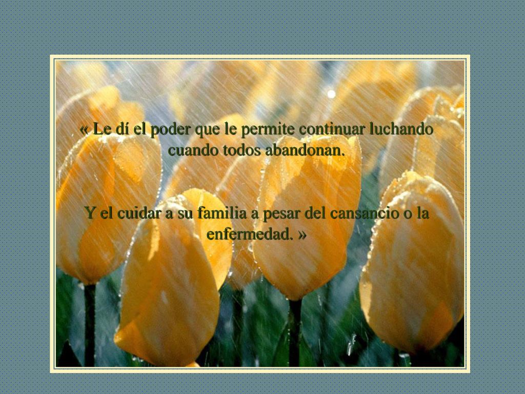 Y el cuidar a su familia a pesar del cansancio o la enfermedad. »