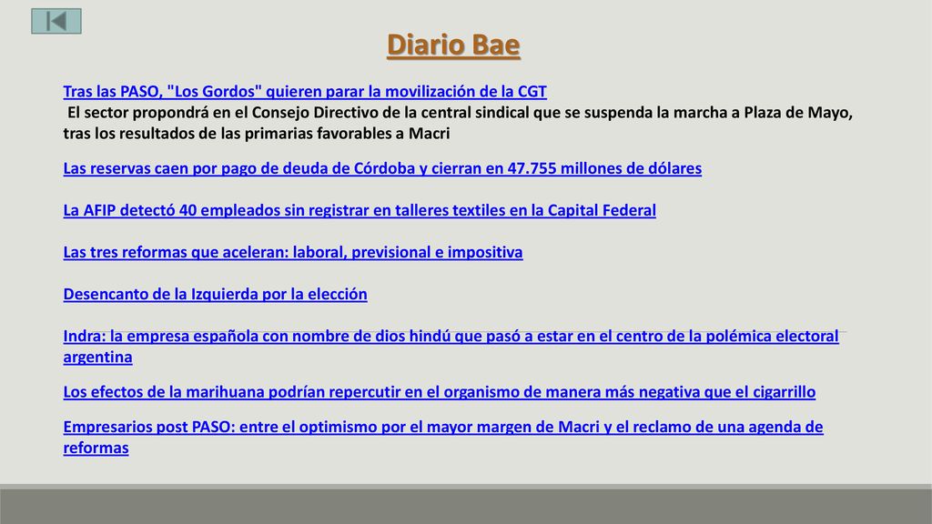 Diario Bae Tras las PASO, Los Gordos quieren parar la movilización de la CGT.