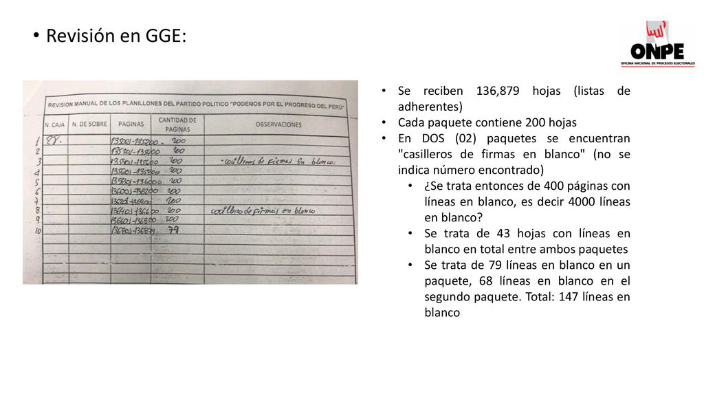 Revisión en GGE: Se reciben 136,879 hojas (listas de adherentes)