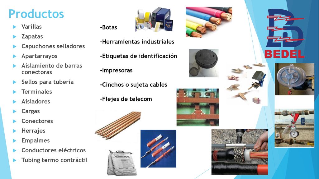 Productos Varillas Zapatas Capuchones selladores Apartarrayos