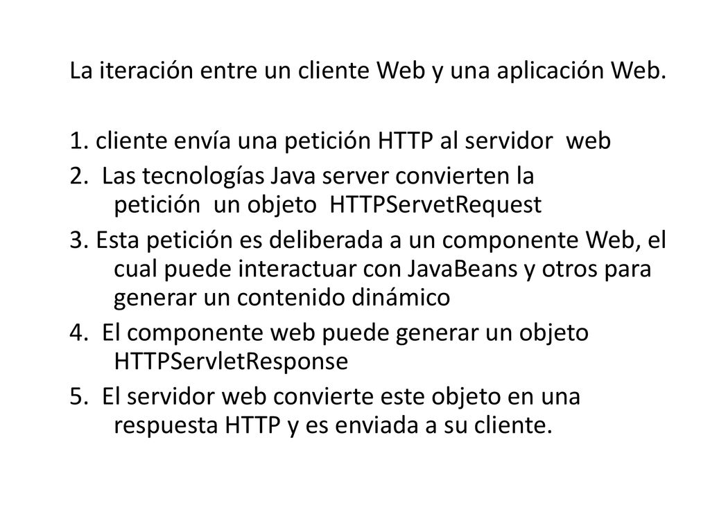 La iteración entre un cliente Web y una aplicación Web. 1