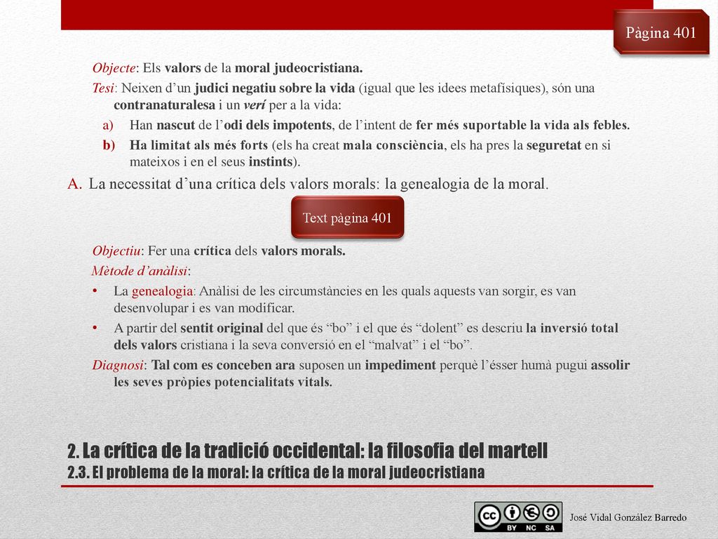 Pàgina 401 Objecte: Els valors de la moral judeocristiana.