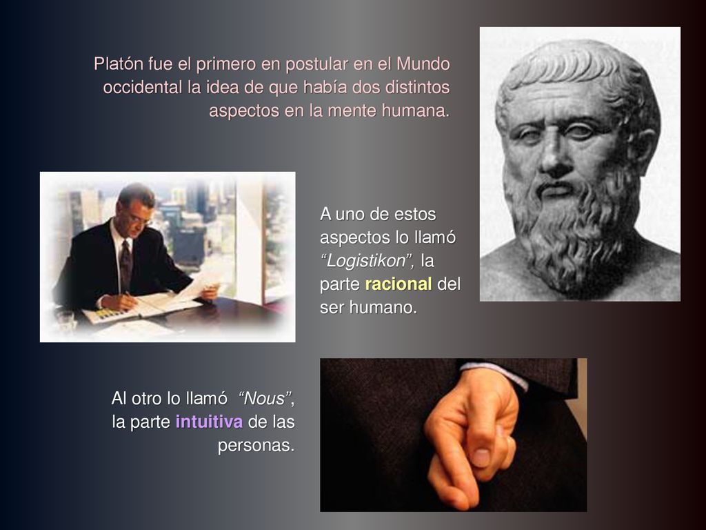 Platón fue el primero en postular en el Mundo occidental la idea de que había dos distintos aspectos en la mente humana.