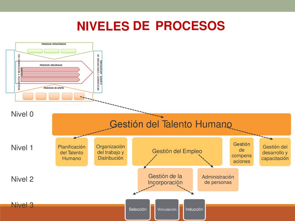 NIVELES DE PROCESOS Gestión del Talento Humano Nivel Nivel 1 Nivel 2