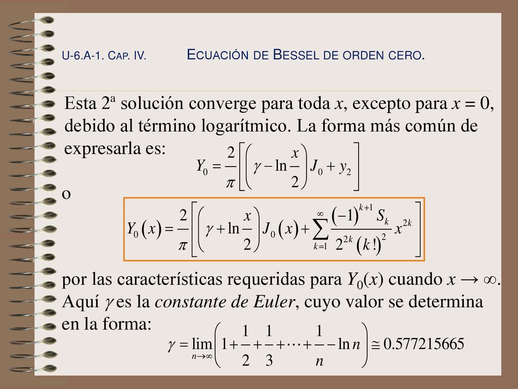 U-6.A-1. Cap. IV. Ecuación de Bessel de orden cero.