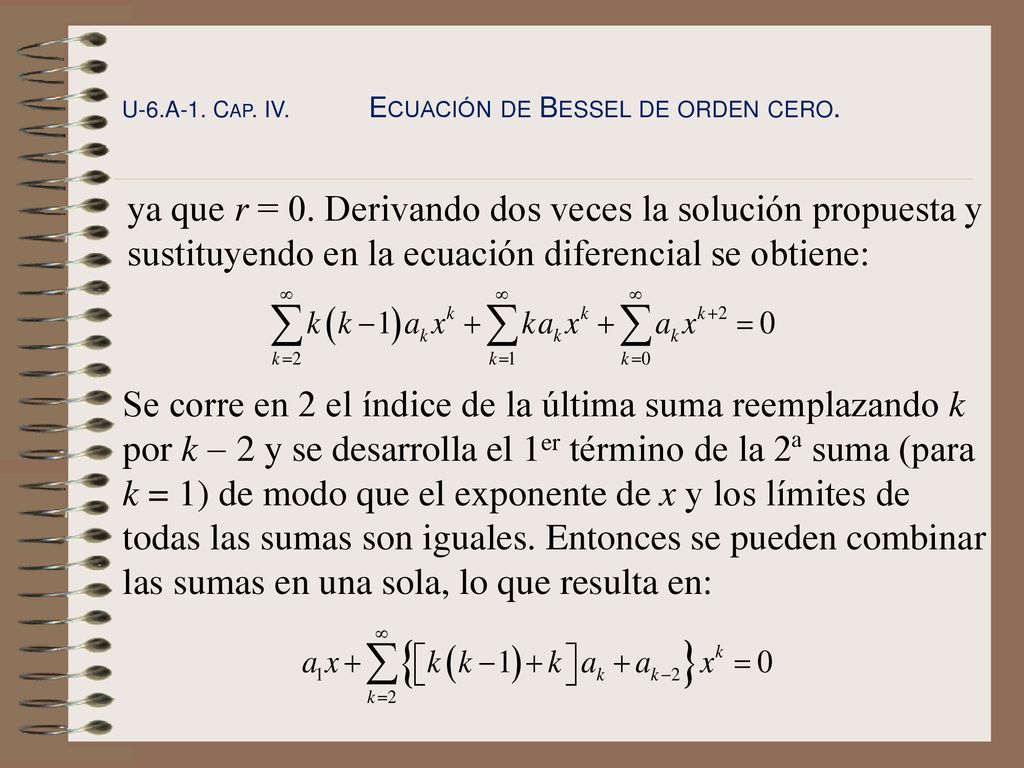 U-6.A-1. Cap. IV. Ecuación de Bessel de orden cero.
