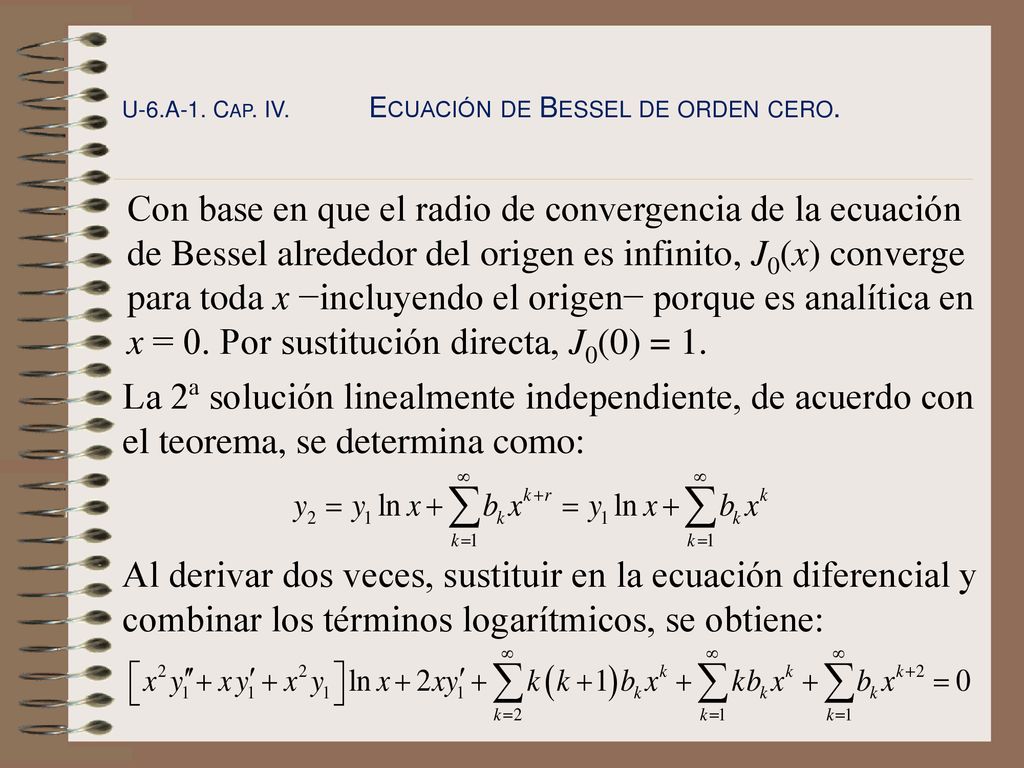 U-6.A-1. Cap. IV. Ecuación de Bessel de orden cero.