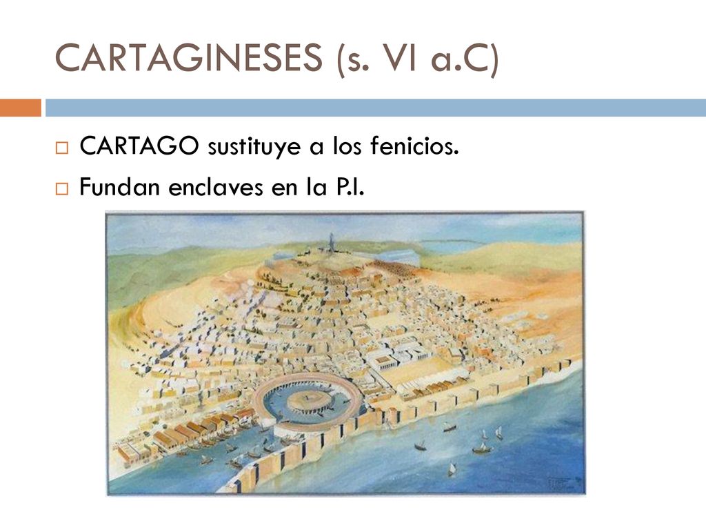CARTAGINESES (s. VI a.C) CARTAGO sustituye a los fenicios.