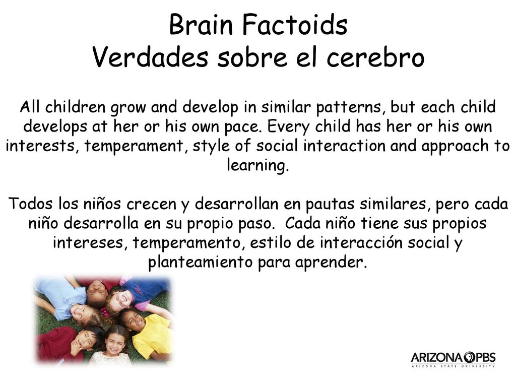 All children grow and develop in similar patterns, but each child develops at her or his own pace. Every child has her or his own interests, temperament, style of social interaction and approach to learning.