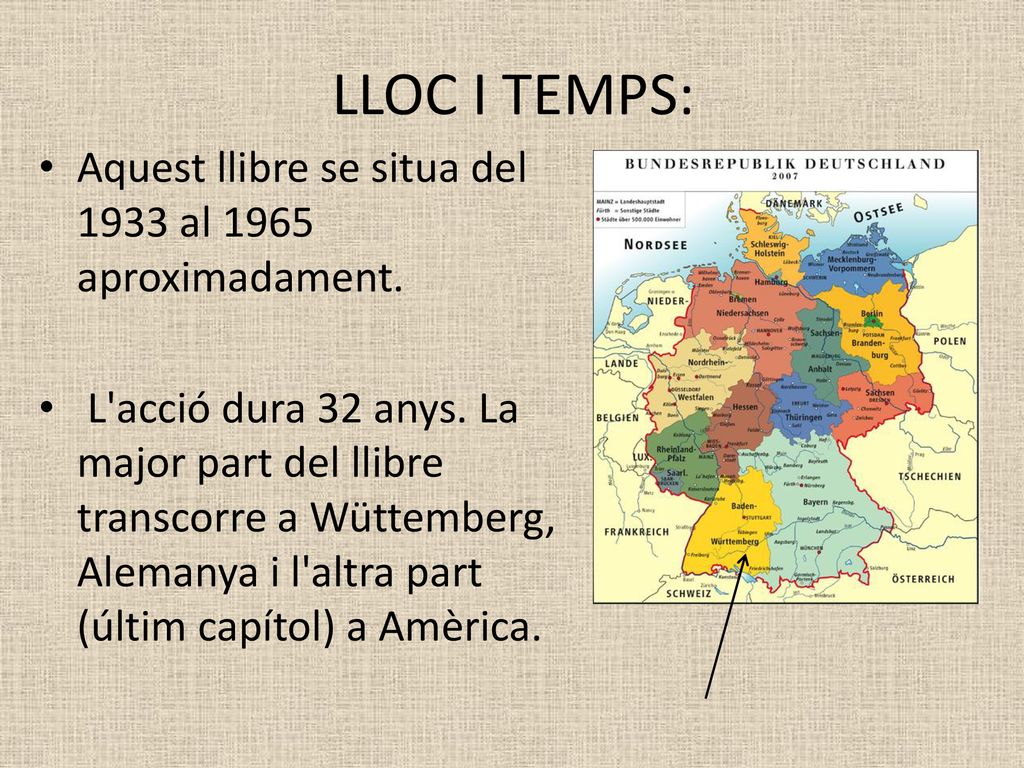 LLOC I TEMPS: Aquest llibre se situa del 1933 al 1965 aproximadament.
