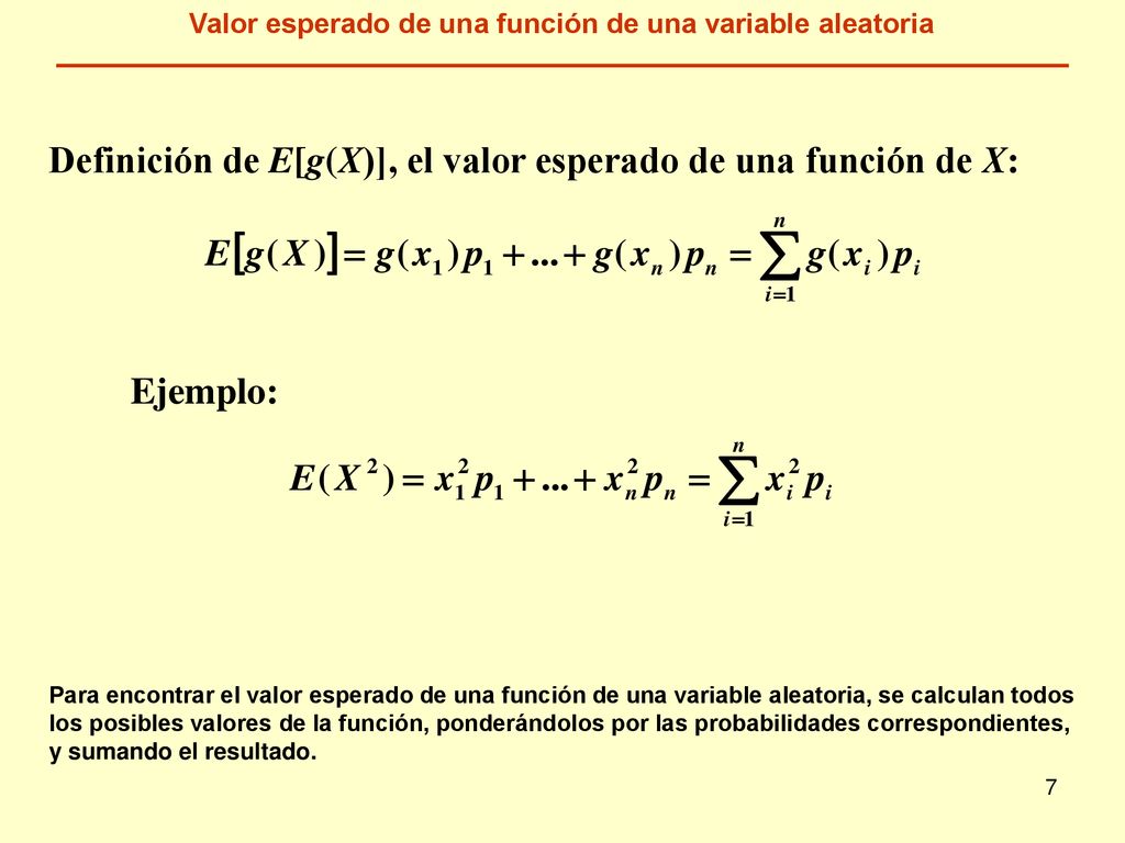 Valor esperado de una función de una variable aleatoria
