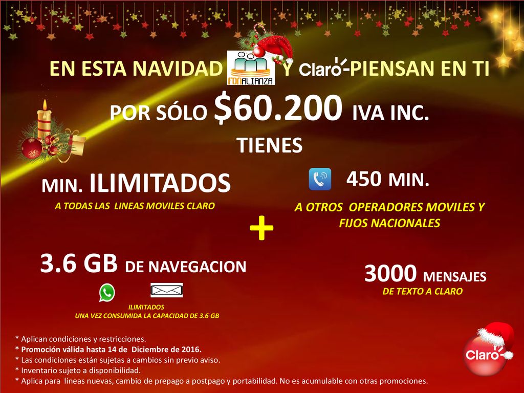 + 3.6 GB DE NAVEGACION 3000 MENSAJES EN ESTA NAVIDAD Y PIENSAN EN TI