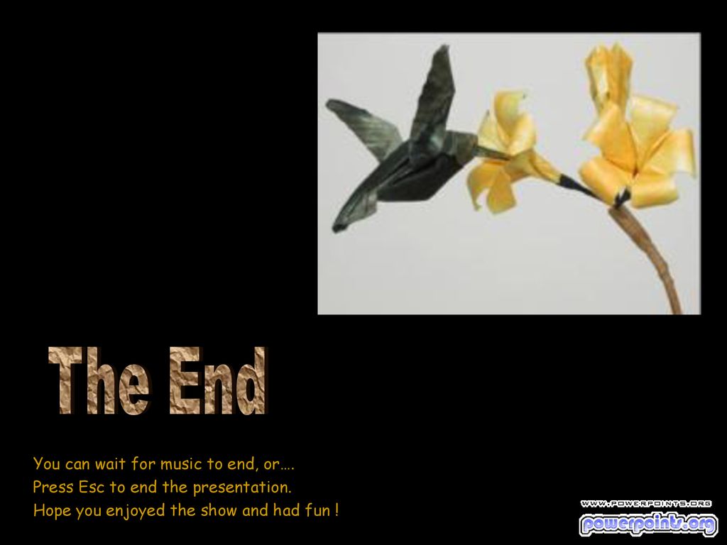 The End You can wait for music to end, or….