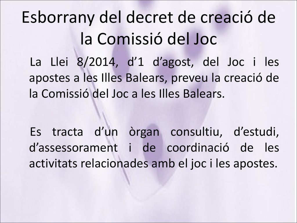 Esborrany del decret de creació de la Comissió del Joc