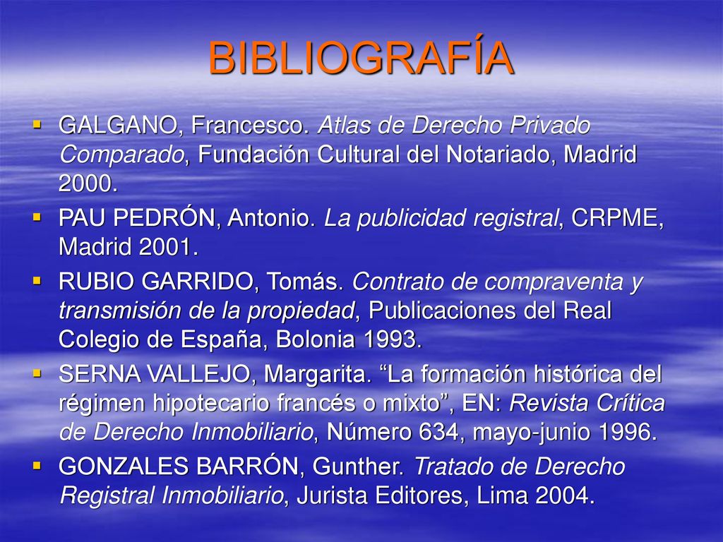 BIBLIOGRAFÍA GALGANO, Francesco. Atlas de Derecho Privado Comparado, Fundación Cultural del Notariado, Madrid