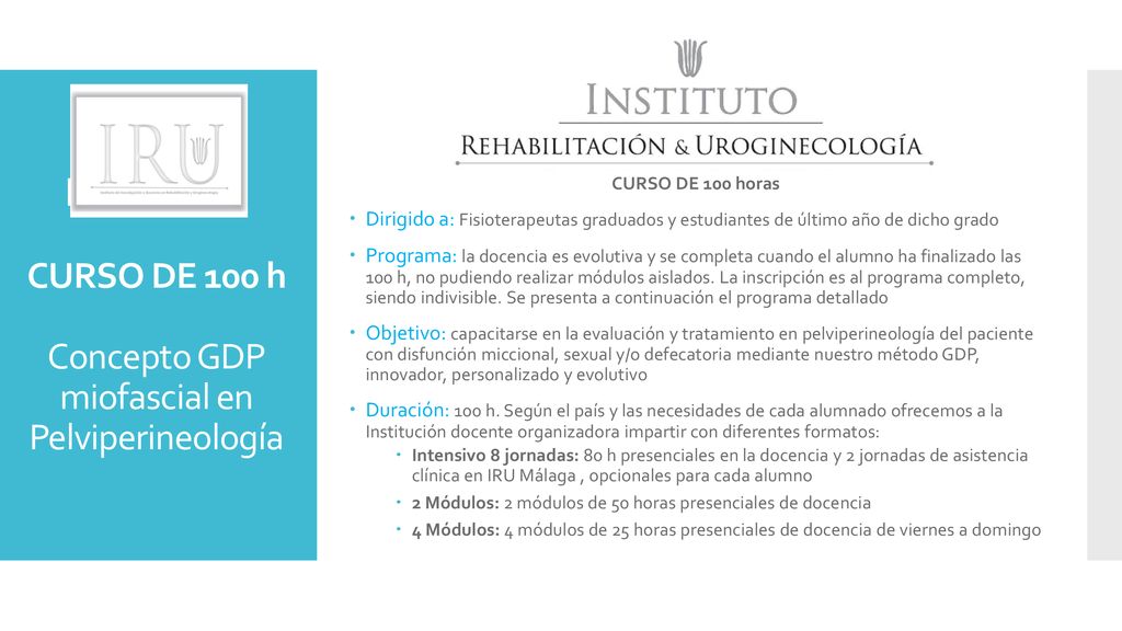FORMATO CURSO DE 100 h Concepto GDP miofascial en Pelviperineología