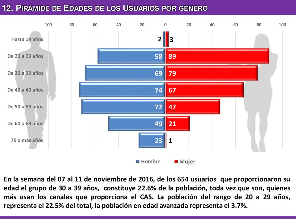 12. Pirámide de Edades de los Usuarios por género