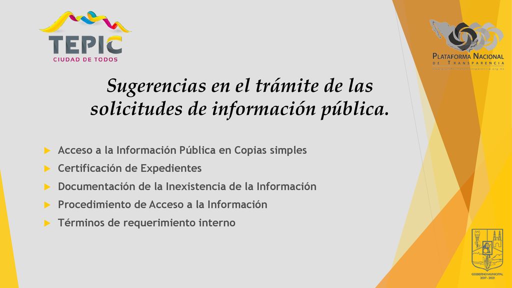 Sugerencias en el trámite de las solicitudes de información pública.