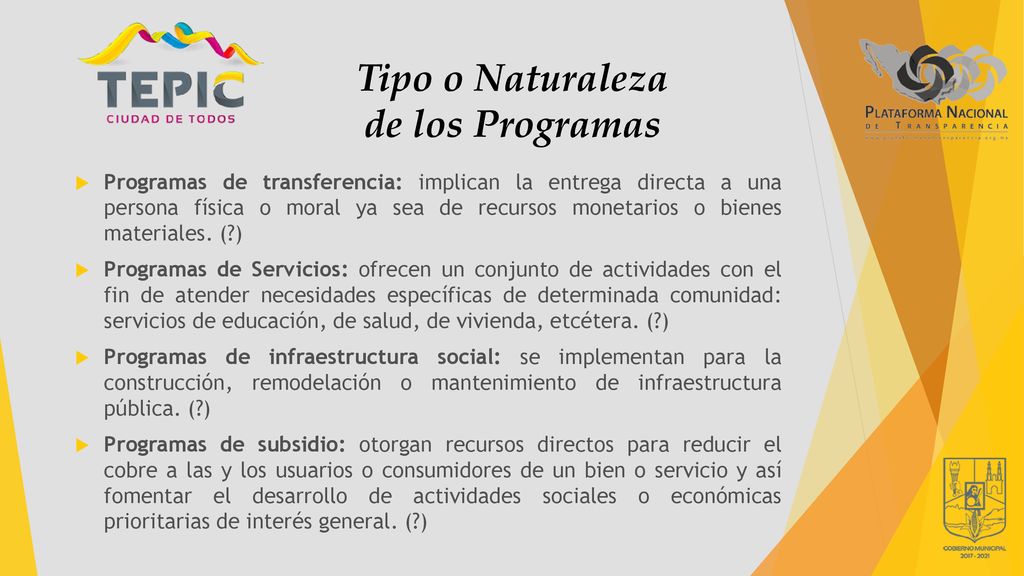 Tipo o Naturaleza de los Programas