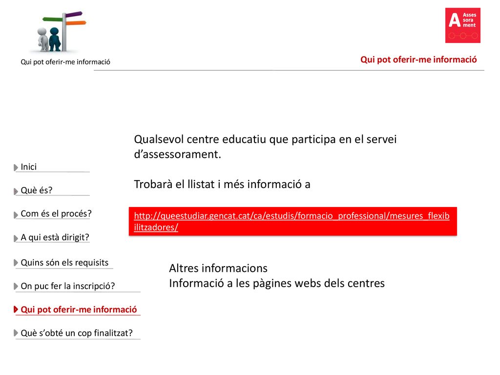 Qualsevol centre educatiu que participa en el servei d’assessorament.