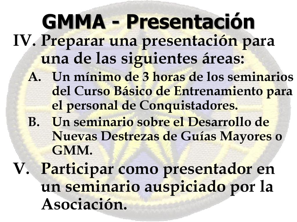 GMMA - Presentación Preparar una presentación para una de las siguientes áreas: