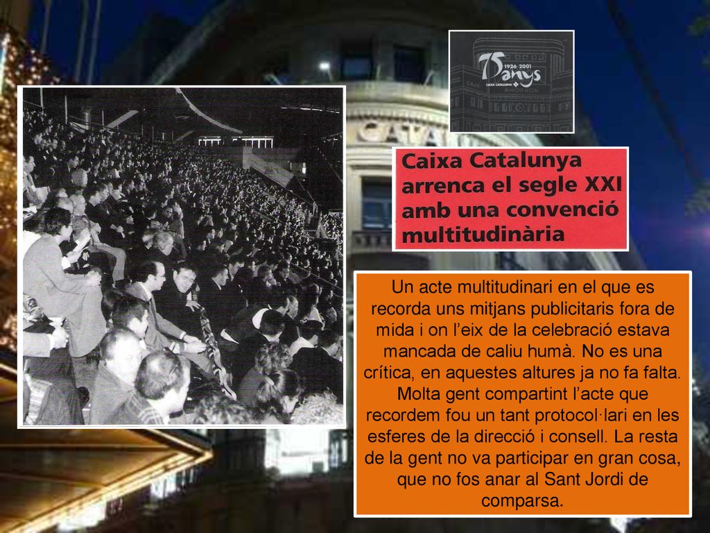 Un acte multitudinari en el que es recorda uns mitjans publicitaris fora de mida i on l’eix de la celebració estava mancada de caliu humà. No es una crítica, en aquestes altures ja no fa falta.