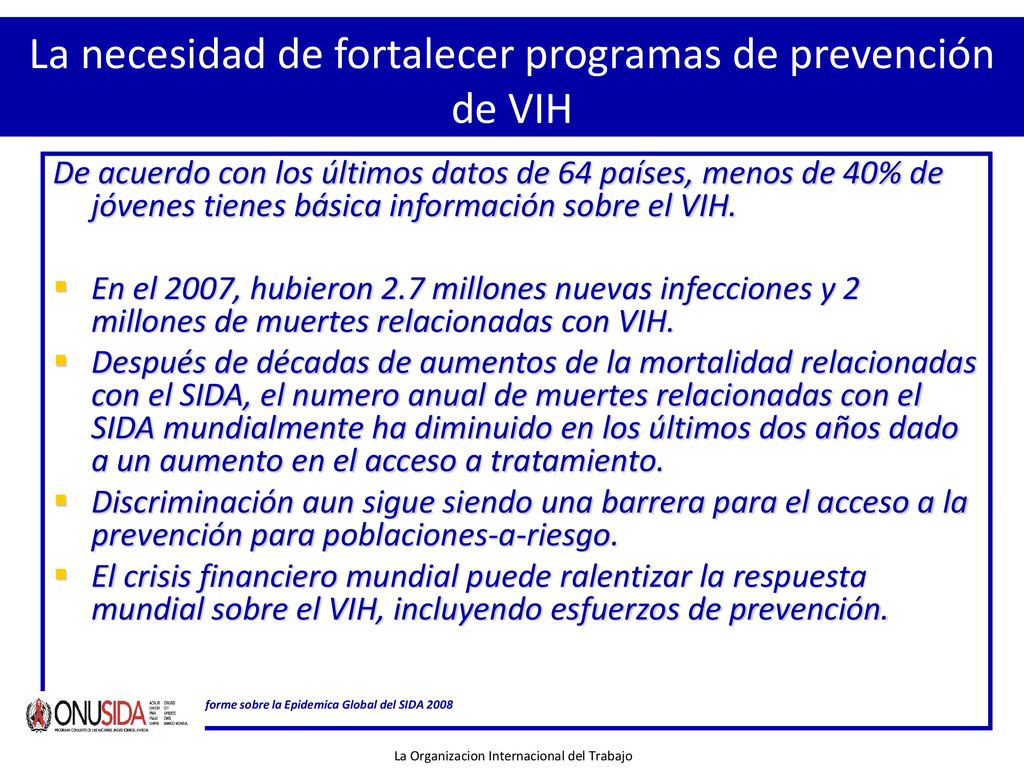 La necesidad de fortalecer programas de prevención de VIH