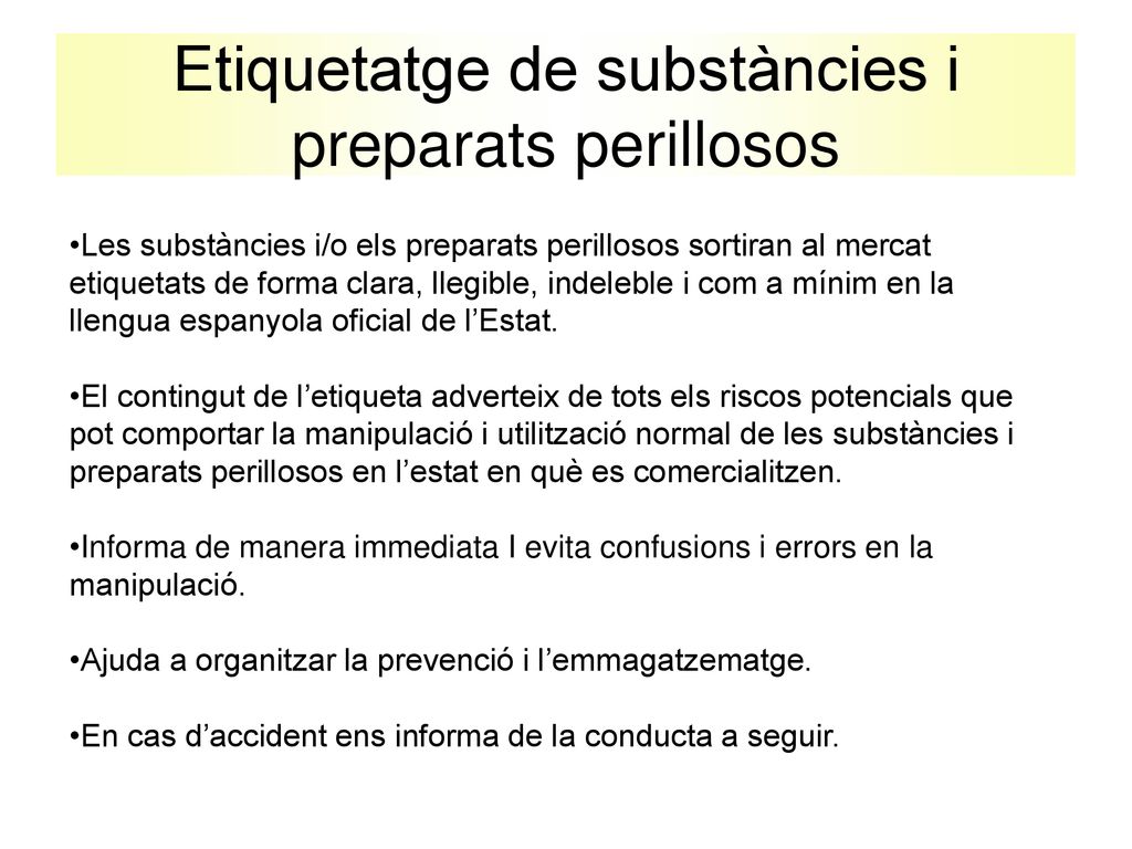 Etiquetatge de substàncies i preparats perillosos