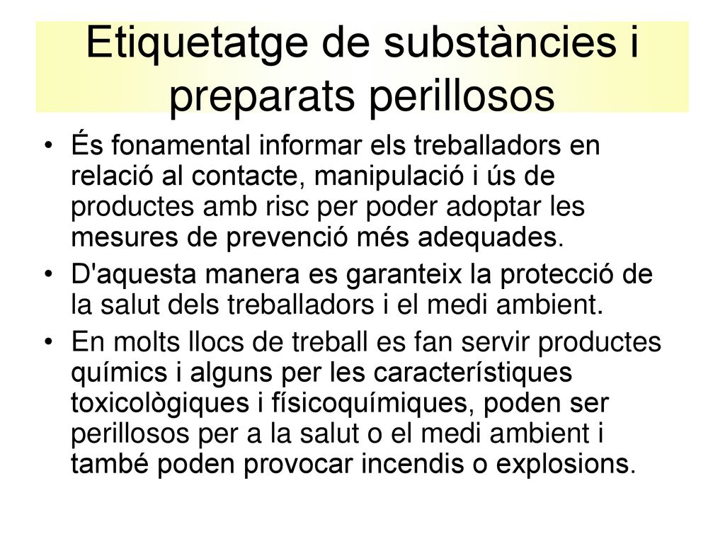 Etiquetatge de substàncies i preparats perillosos